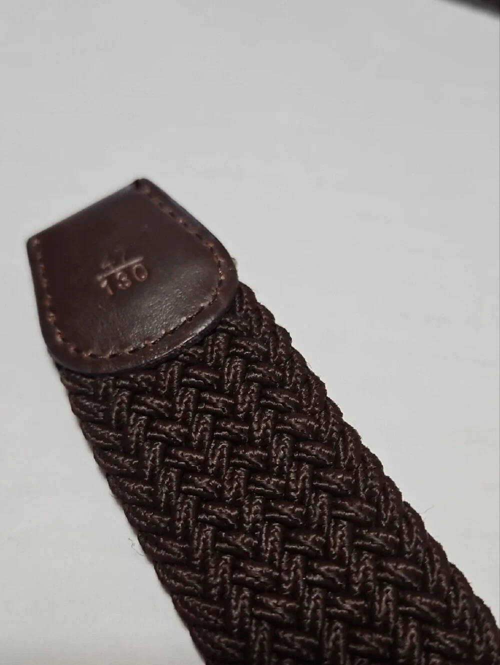 Bulliant Men’s Dark Brown Braided Stretch Belt with Silver Buckle Size 47